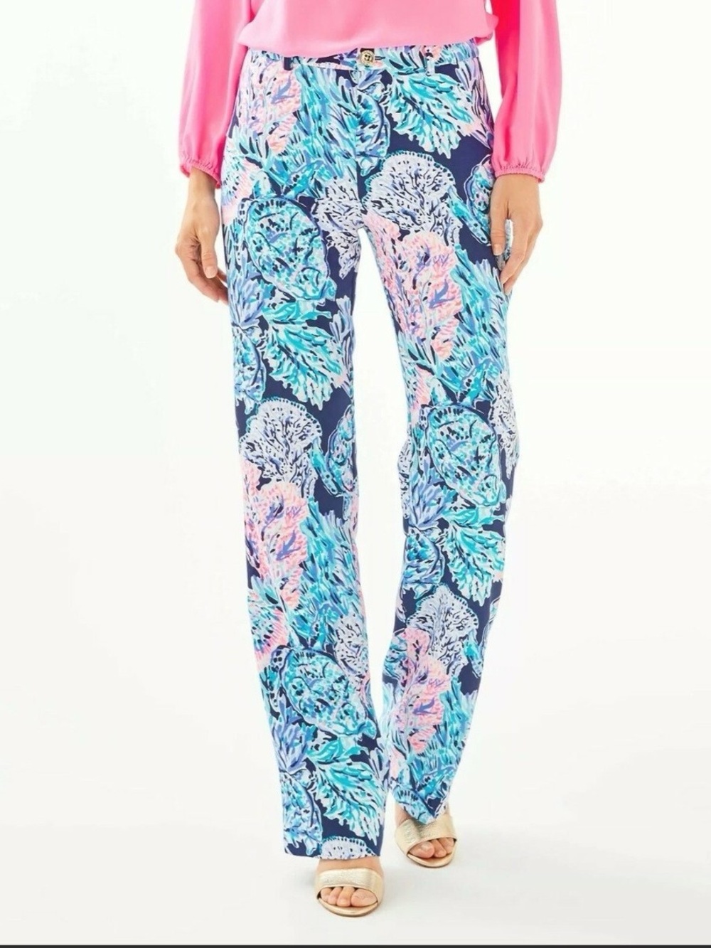 LILLY PULITZER 33" Malorie High Rise Pants Party Paradise Blue